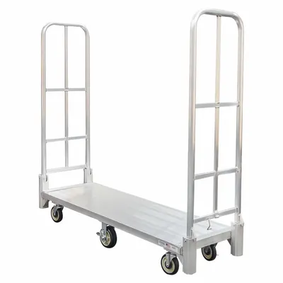 NEW AGE INDUSTRIAL Platform Truck: 1,500 lb, 20 in L x 9 5/8 in W x 62 in H Deck - Aluminum-Deck Platform Trucks with Tall Folding Handles