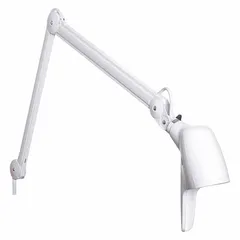 Floor-stand medical light delivering 3,400 lux at 18 inches and 2,000 lux at 24 inches. Features 3000K color temperature, 90 CRI, and 9W LED. Operates on 120V AC via power cord and plug. Suitable for clinical examination and minor procedures.