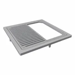 This ZURN slotted grate is designed for floor sinks, providing a corrosion-resistant cover that allows water drainage while blocking large debris. Made of stainless steel with a stainless steel finish, it features a 1/2 opening type and measures 14 inches wide by 6 inches high. Suitable for commercial and industrial drainage applications.