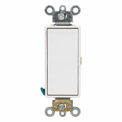 LEVITON Wall Switch: Rocker Switch, Single Pole, Momentary, White, 120/277V AC - Rocker Wall Switches