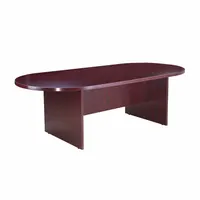 BOSS Conference Table: Racetrack Oval, Melamine/PVC, Mahogany, 95 in Overall Lg, 43 in Overall Wd (MPN N136-M)