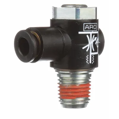 ARO Cylinder Port Flow Control Valve: Elbow Fitting, Screwdriver Slot/Thumb Screw - Elbow-Style Speed Control Valves