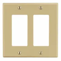 HUBBELL Wall Plate: Decorator-Rocker, 2 Gang, Ivory, Std Size (MPN P262I)