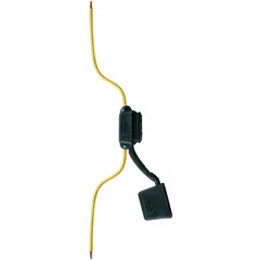Single-pole in-line fuse holder with wire leads for 32 V DC circuits. Accepts 257 series blade fuses. Suitable for low-voltage automotive and marine applications.