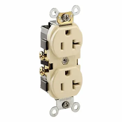 LEVITON Duplex Receptacle Outlet: Duplex, 5-20, Ivory, 125V AC, 20 A - General Purpose Receptacles