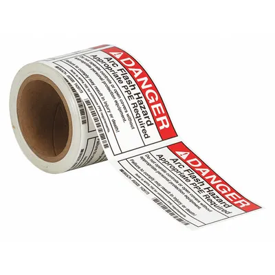 BRADY Label: Polyester, Adhesive Sign Mounting, 3 1/2 in x 5 in Nominal Sign Size - Warning: Arc Flash Hazard Appropriate PPE Required Do Not Operate Controls Or Open Covers Without Appropriate Personal Protection Equipment. Failure To Comply May Result In Injury Or Death! Refer To NFPA 70E For Minimum PPE Requirements. Signs
