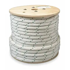 Nylon/polyester cable pulling rope with 9/16-inch diameter, 300-foot length, and 16,000 lb maximum load capacity. Used for pulling electrical cables through conduit, ducts, and trays in industrial and commercial installations.