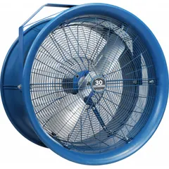 This non-oscillating fan head features a 30-inch blade diameter driven by a 1 hp single-phase motor. It operates on 115/208 to 230V AC and offers a single speed. Designed for spot cooling, ventilation, and air circulation in large commercial and industrial spaces such as warehouses, factories, and workshops.