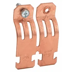 Copper-plated steel strut clamp designed for 1 in copper tube with a maximum outer diameter of 1 1/8 in. Used to secure and support copper tubing to strut channels in plumbing, HVAC, and industrial piping systems.