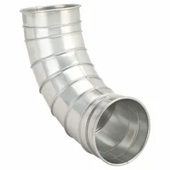 This 90° elbow is designed for 7-inch duct diameter, with an overall length of 16 1/4 inches. It is used in ductwork systems to change airflow direction, suitable for ventilation, dust collection, and material handling applications.