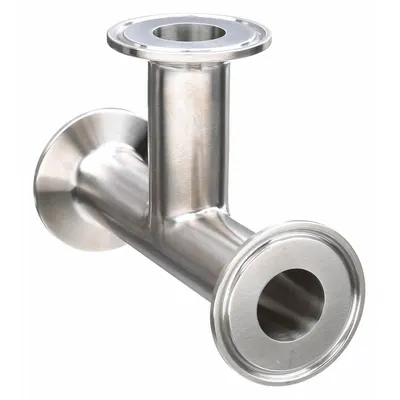 MAXPURE Sanitary Tee Fitting: Tee, 2 in OD x 2 in OD x 2 in OD Size, Clamp - 316 Stainless Steel Sanitary Tube Fittings