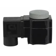 Solenoid valve coil for actuating PLAST-O-MATIC solenoid valves in industrial fluid control systems. Operates on 24V DC with 11W power consumption. Features a general-purpose enclosure with junction box, Form A design, and 1/2" NPT conduit electrical connections.