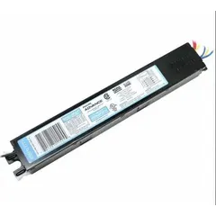 Instant start electronic ballast for operating four F32T8 fluorescent lamps. Supports 32 W lamps and measures 9 1/2 inches in overall length. Suitable for use in commercial and industrial lighting fixtures.