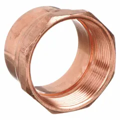Wrot copper adapter with 1/4 in CTS cup on one end and 1/4 in female NPT threaded connection on the other. Used to join copper tube to threaded pipe in plumbing, HVAC, and industrial fluid systems via soldered installation.
