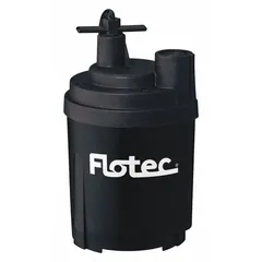 This FLOTEC low-level submersible dewatering pump is designed for removing standing water from basements, sumps, and other flooded areas. It operates on 115V AC with a thermoplastic volute and impeller, and includes a 3/4" garden hose adapter. Suitable for clear or lightly debris-laden water where solids are not present.