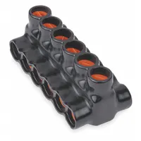 BLACKBURN Multitap Connector: 6 Port, Double-Sided Entry, 10 AWG – 350 kcmil Wire Size, Black (MPN AMTD350106)