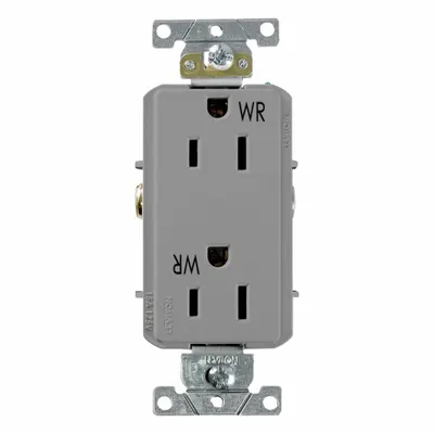 LEVITON Plugs and Receptacles: Duplex, 5-15, Gray, 125V AC, 15 A, 2 Pole / 3 Wire (MPN WTD15-GY) - General Purpose Receptacles