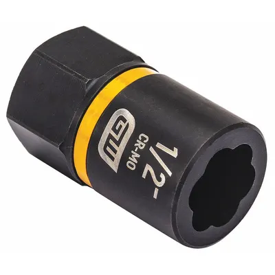 GEARWRENCH Bolt Extractor: 1/2 in Socket Size, 7-Point, Std, Black Oxide - 3/8" Drive Bolt Extraction Impact Sockets