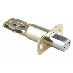 Cylindrical spring latch made of brass for use in commercial and industrial door hardware. Suitable for interior doors in facilities such as warehouses, plants, and offices. Compatible with standard cylindrical locksets.