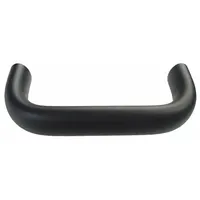 This load-rated standard U pull handle is made of aluminum with a black finish. It features a 4.41-inch mounting hole center-to-center distance and M6 threaded holes for secure attachment. Suitable for use on industrial enclosures, machinery doors, and panel access points