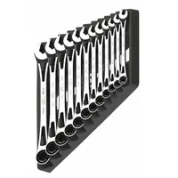 SK PROFESSIONAL TOOLS Combination Wrench Set: Alloy Steel, Chrome, 12 Tools, Std, Storage Rack (MPN 80019)
