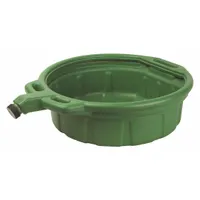 Drain Pan: Polyethylene, 4 gal Capacity, 18 7/16 in Overall Dia, 5 13/16 in Overall Ht, Green