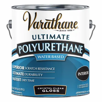 VARATHANE Finish: Finish, Interior, Water, 1 gal Container Size, Wood, Gloss, Crystal Clear - Wood Sealers & Finishes