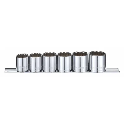 WESTWARD Socket Set: 3/8 in Drive, 6 Piece, 12-Point, Metric - SAE & Metric Socket Sets