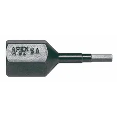 Imperial hex impact bit with 3/32 in hex head size and standard length of 2 1/4 in overall. Designed for use with impact drivers in fastening applications requiring high torque.