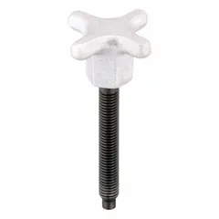 This lobed-head hand knob screw features a dog-point tip for centering in mating holes. With a 1/2"-13 thread and 3 1/4 in thread length, it is suited for manual clamping and positioning in jigs, fixtures, and workholding setups. Sold as a 2-pack.