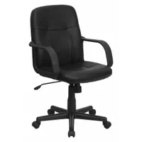 FLASH FURNITURE Office Chair: Paulson, Black, Vinyl Material, 20 in Back Ht, 18 in Seat Wd (MPN H8020-GG)