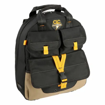 CLC Tool Backpack: 14 1/2 in W 6 in D 18 3/4 in H, Polyester, Black, 20 Inside Pockets - Polyester Tool Backpacks