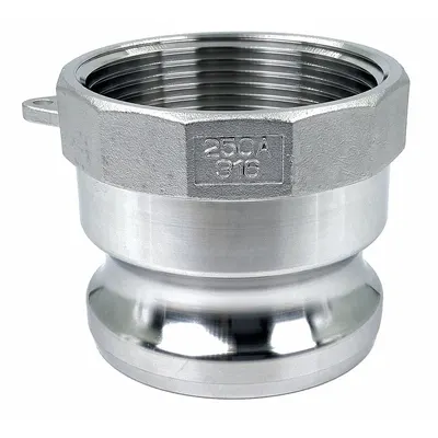OEM Cam and Groove Adapter: 2 1/2 in Coupling Size, 2-1/2 in-8 Thread Size - Type A Stainless Steel Cam & Groove Fittings