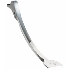 This replacement foot pedal is made of aluminum with a polished finish and an overall width of 2 inches. It is a slip-on design that includes two screws and a spring for installation. Commonly used in commercial faucets for hands-free operation in settings such as laboratories, hospitals, and food-service facilities.