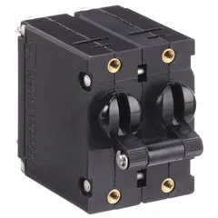 Panel Mount Circuit Breaker: 50 A Amps, 277V AC, 80V DC, Threaded Insert, 2.12 in Dp, #10-32 Screw (MPN BA2-B0-34-650-521-E). Key specifications — Terminal Connection: #10-32 Screw; AC Voltage Rating: 277V AC; DC Voltage Rating: 80V DC; Mounting Type: Threaded Insert.