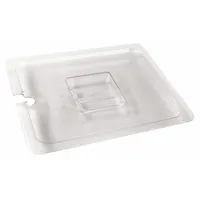 This CRESTWARE pan cover is designed for half-size steam table pans. It features a perforated surface to allow steam circulation while covering food. NSF Certified and dishwasher safe, it is suitable for commercial foodservice operations. Overall depth is 1/2 inch