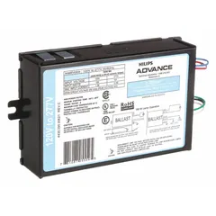 Electronic HID ballast for pulse-start metal halide lamps up to 150 W. Operates on 120/277V AC input. Compatible with ANSI codes C102, C142, M102, M142. Used in commercial and industrial lighting such as warehouses, retail spaces, and outdoor area lighting.