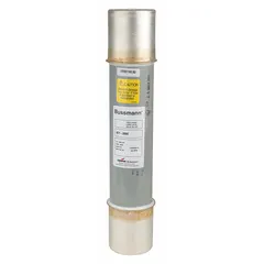 E-rated time-delay cylindrical fuse rated 200 A at 5.5 kV AC. Features an indicating mechanism that visually signals when the fuse has operated. Designed for overcurrent protection in medium-voltage industrial electrical systems such as switchgear and motor circuits.