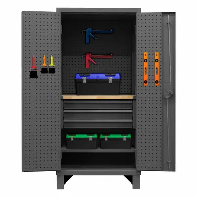 DURHAM MFG HDCDPWT243678-3M95 Industrial Shelf Cabinet with - Industrial Shelf Cabinets with Drawers & Pegboards