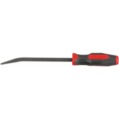 This pry bar features a chisel end and T No design for prying, lifting, and separating materials. It has a 3/8 in bar width, 8 in end width, and 12 in overall length. The Lasting Acetate Handle provides comfort and strength. Meets ASME B107.410-2008 standards.