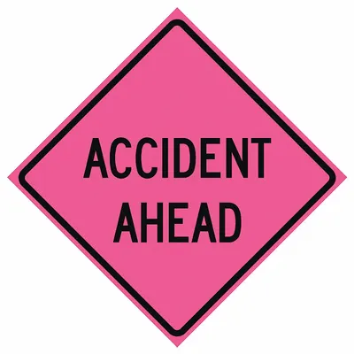 EASTERN METAL SIGNS AND SAFETY Roll Up Traffic Sign: 48 in x 48 in Nominal Sign Size, Vinyl, 0.015 in - Accident Ahead Signs