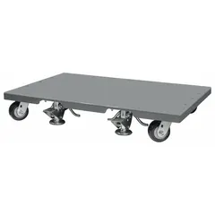 This dolly provides a mobile base for transporting heavy bins and containers in industrial settings. It is designed for use with louvered panel storage systems to improve workflow efficiency in warehouses and manufacturing facilities.