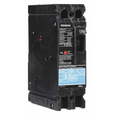 Siemens Molded Case Circuit Breaker: 70 A Amps, 10kA at 240V AC, Fixed, Load Side Lug - ED-Frame Siemens Molded Case Circuit Breakers