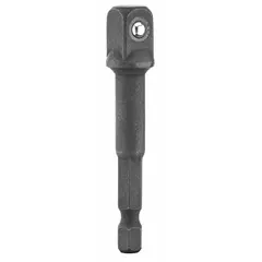 This impact socket adapter converts a 1/4" hex drive to a square output drive, allowing impact drivers to turn standard sockets. The black oxide finish provides corrosion resistance. Sold in a 25-pack.