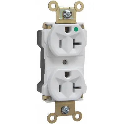 PASS & SEYMOUR Receptacle: Hospital Grade, Duplex, 5-20R, White, 125V AC - General Purpose Receptacles