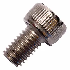 Metric standard socket head cap screw with M5x0.80 thread, 8 mm length, 4.99 mm head height, and 4 mm drive size. Made from Grade 2 titanium with plain finish. Commonly used in assemblies requiring corrosion resistance and light weight.