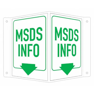 LYLE Facility Sign: Aluminum, Mounting Holes Sign Mounting, 6 in x 7 1/2 in Nominal Sign Size - V-Shape Projection MSDS Info (W Down Arrow) Signs