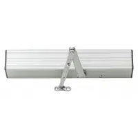 This LCN Series 4820 door closer is a non-hold open unit constructed of aluminum with an aluminum painted finish. It measures 20 inches long, 3 5/16 inches wide, and 3 3/4 inches high. Performance Grade 1 (heavy duty) and ADA compliant, it is suitable for interior or exterior applications with limited traffic, providing controlled closing without holding the door open