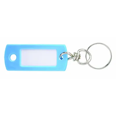 LUCKY LINE PRODUCTS Key Tag: 50 Key Tags, Rectangle, Blue, Plastic, Blank Label, 2 in Overall Ht - Unlabeled Key Tags