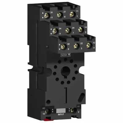 SCHNEIDER Relay Socket: 12 A Rating, DIN-Rail & Surface Socket Mounting, 11 Pins - DIN-Rail Mounted Sockets